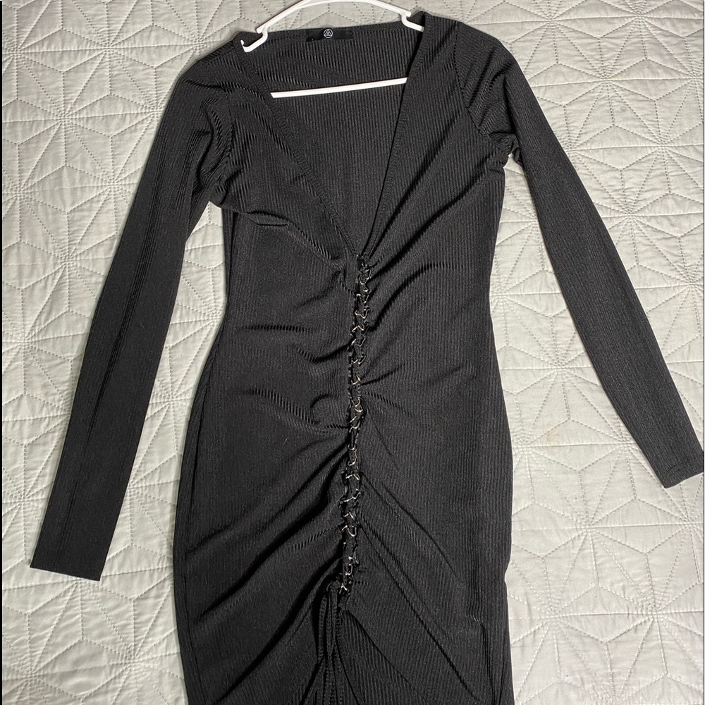 Black misguided dress. Would fit medium best